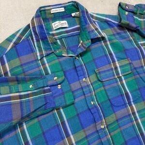 Vintage Sears Roebuck & Co Shirt Mens‎ 2XL Plaid Flannel Long Sleeve Button Up